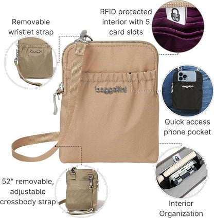 Baggallini Bryant Pouch Small Crossbody Bag for Women - Phone Purse with Crossbody Strap - Lightweight Crossbody Pouch