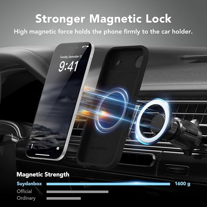 Magnetic for iPhone Air Case, Compatible with MagSafe, [Full Camera Protection][Screen Protector] Silicone Shockproof Protective Phone Case for iPhone 17 Air 6.5", Black