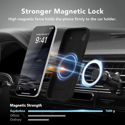 Magnetic for iPhone Air Case, Compatible with MagSafe, [Full Camera Protection][Screen Protector] Silicone Shockproof Protective Phone Case for iPhone 17 Air 6.5", Black
