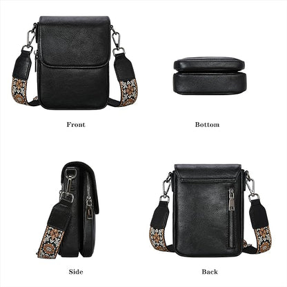 HESHE Leather Small Crossbody Bags for Women RFID Blocking Cell Phone Purse Anti-Theft Travel Bag with wide Straps