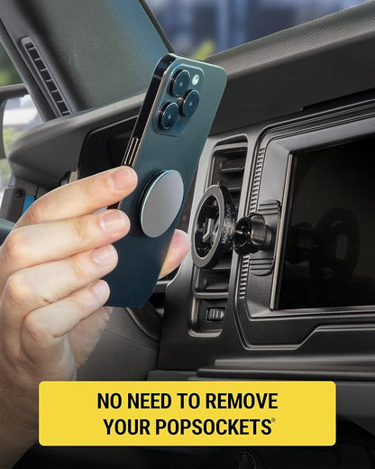 Scosche 5-in-1 MagSafe Car Mount Compatible with Popsocket, Magnetic Vent, Back-of-Display and Dashboard Cell Phone Holder, Tesla Phone Mount Compatible with iPhone 17/16/15/14/13/12, Samsung S25