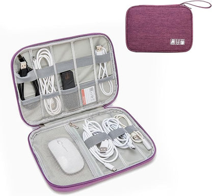 Cord Organizer Travel Case, Cable Organizer Bag for Chargers, USB Cables, Power Bank & Electronics Accessories, Portable Tech Organizer Pouch with Mesh Pockets, Water Resistant Travel Gear Bag