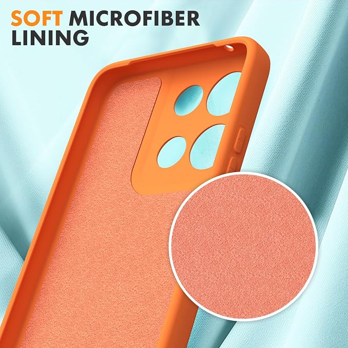 for Motorola Moto G 2025 Case, 2 Pack Tempered Glass Screen Protectors, Soft TPU Liquid Silicone Shockproof Gel Case-Orange