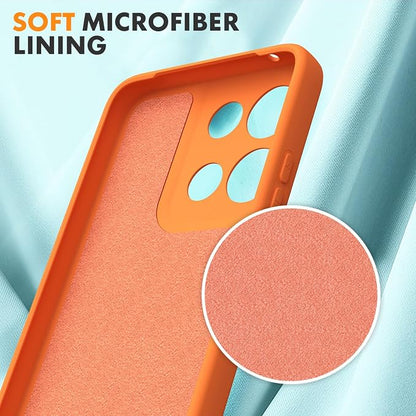 for Motorola Moto G 2025 Case, 2 Pack Tempered Glass Screen Protectors, Soft TPU Liquid Silicone Shockproof Gel Case-Orange