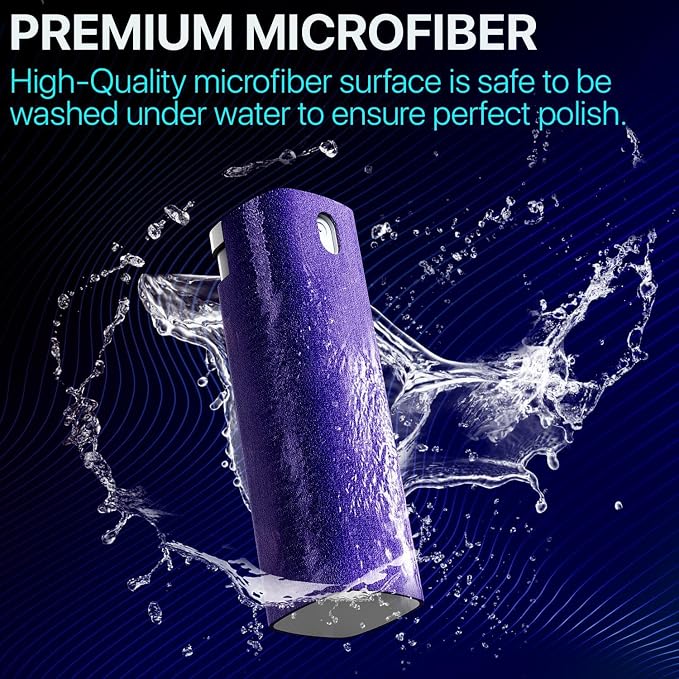 Mini Screen Cleaner Spray – Finger Proof Screen Cleaner for Smartphones, iPads, MacBooks, Laptops, Car Screens, Touchscreens – 3in1 Mist Cleaner, Microfiber Cloth and Protective Cover (Green)