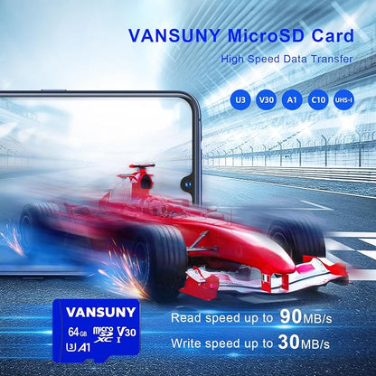 Vansuny Micro SD Card 64GB 5 Pack microSDXC Memory Card with SD Adapter A1 App Performance V30 4K Video Recording C10 U3 Micro SD for Phone, Security Camera, Dash Cam, Action Camera