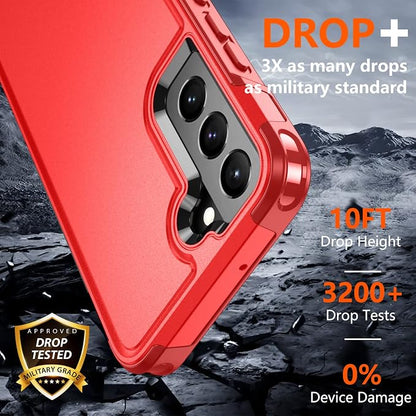 SPIDERCASE Designed for Samsung Galaxy S22 Case,[10 FT Military Grade Drop Protection],2 Pack [Tempered Glass Screen Protector+Camera Lens Protector] Heavy Duty Shockproof Case,Red