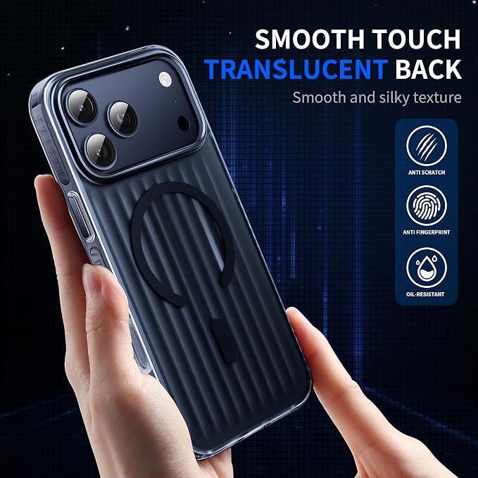 Strong Magnetic for iPhone 17 Pro Max case,1XLens Protector[10Ft Military-Grade Protection] Compatible with fit MagSafe Shockproof Slim Thin Cover case for iPhone 17 Pro Max 6.9 inch, Deep Blue Metal