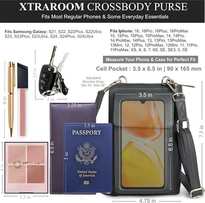 BULL GUARD Crossbody Leather Wallet Phone Purse, Anti Theft and RFID Blocking, Elegant Design for Travel