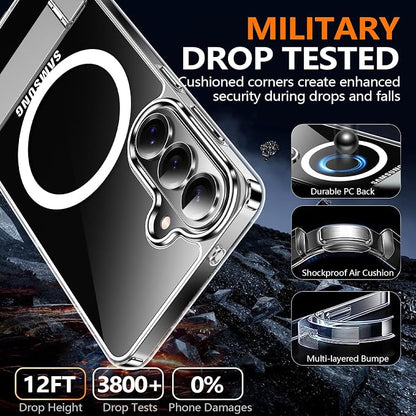 MOZOTER for Samsung Galaxy S26 Plus Case with Kickstand,[Compatible with Magsafe][2*Screen Protector],Military-Grade Protection,Magnetic Phone Case for Samsung Galaxy S26 Plus-Clear