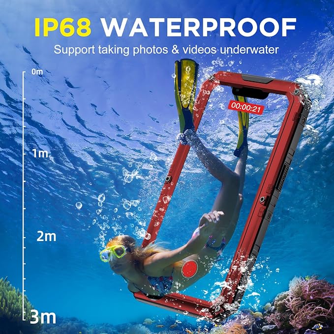 Beasyjoy for iPhone 13 Pro Max Case, Metal Waterproof Phone Case with Built-in Screen Protector, Full Body Protective Military Grade Shockproof Heavy Duty Rugged Defender Cover 6.7 Inch, Red