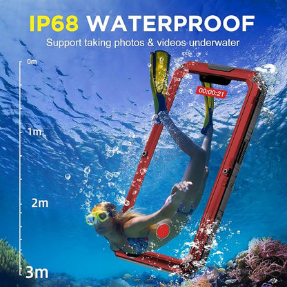 Beasyjoy for iPhone 13 Pro Max Case, Metal Waterproof Phone Case with Built-in Screen Protector, Full Body Protective Military Grade Shockproof Heavy Duty Rugged Defender Cover 6.7 Inch, Red