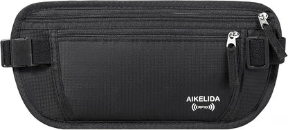 Travel Money Belt - Slim Passport Holder Travel Wallet with RFID Blocking Travel Pouch Undercover Fanny Pack for Women Men