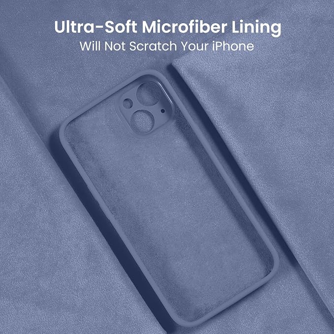 FireNova Designed for iPhone 15 Case, Silicone Upgraded [Camera Protection] Phone Case, Soft Anti-Scratch Microfiber Lining Inside, 6.1 inch, Lavender Gray