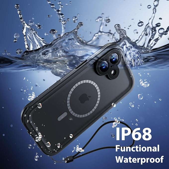 SPORTLINK for iPhone 17 Waterproof Phone Case - Built in Screen Protector/Shockproof Compatible with MagSafe/MilitaryRugged/Dropproof/Dustproof/Heavy Duty, Full Body for iPhone 17 6.3 inch Black
