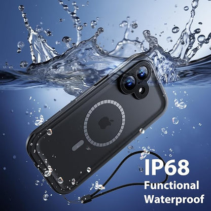 SPORTLINK for iPhone 17 Waterproof Phone Case - Built in Screen Protector/Shockproof Compatible with MagSafe/MilitaryRugged/Dropproof/Dustproof/Heavy Duty, Full Body for iPhone 17 6.3 inch Black