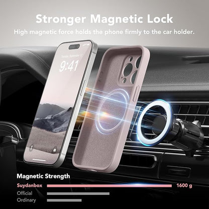Magnetic for iPhone 15 Pro Max Case, Compatible with MagSafe, [Full Camera Protection][Screen Protector] Silicone Shockproof Protective Phone Case for iPhone 15 Pro Max 6.7", Hazel | Magnetic, Screen Protector, Silicone, Shockproof