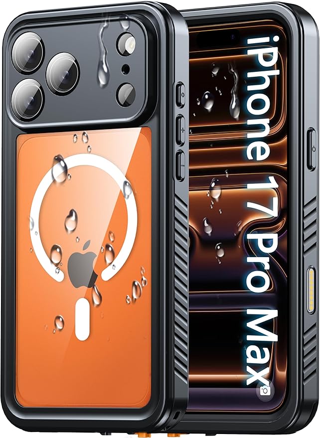 Oterkin Waterproof Case for iPhone 17 Pro Max Case Compatible with MagSafe, Full Body Rugged iPhone 17 Pro Max Phone Case with Built-in HD Screen & Lens Protector [15FT Military] 17ProMax Case (Black)