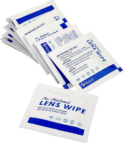 Noble Pre-moistened Lens Wipes Individually Wrapped - Lens and Screen Cleaning Wipes - Great for Eyeglasses, Cell Phones, Camera Lenses, Screens, Keyboards, and Other Delicate Surfaces (30 Wipes)