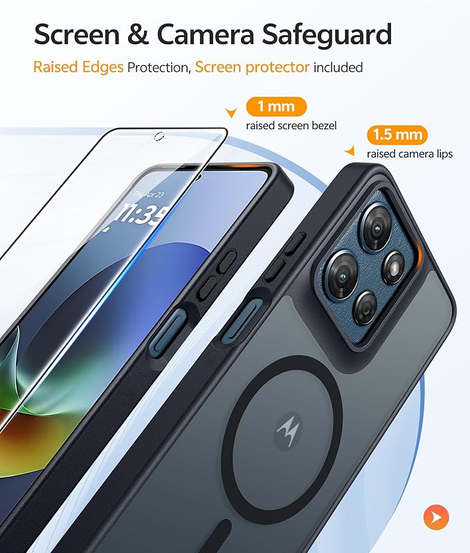 FNTCASE for Moto G 2026/2025 Case: Motorola Moto G Play 5G 2026 Case [Compatible with Magsafe] Translucent Matte Cases with [Screen Protector] Military Grade Shockproof Protective Phone Cover -Black