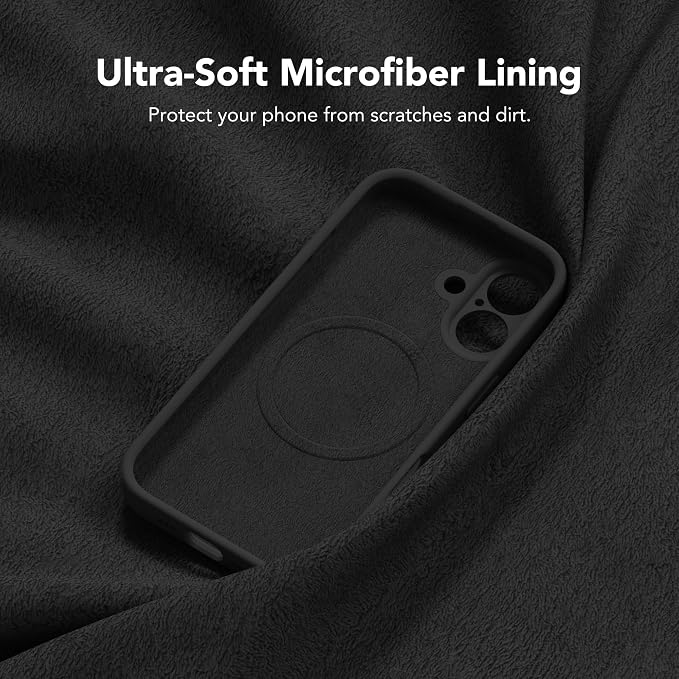Magnetic for iPhone 16 Plus Case, Compatible with MagSafe, [Full Camera Protection][Screen Protector] Silicone Shockproof Protective Phone Case for iPhone 16 Plus 6.7", Black
