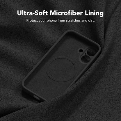 Magnetic for iPhone 16 Plus Case, Compatible with MagSafe, [Full Camera Protection][Screen Protector] Silicone Shockproof Protective Phone Case for iPhone 16 Plus 6.7", Black