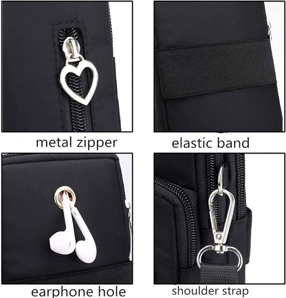 Crossover Body Bag Armband for LG Wing K51 V60 / Samsung Galaxy S22 Plus S21+ S20+ / Moto E, One 5G, G100, G Fast Power Stylus Play OnePlus Nord N10 Small Cute Cell Phone Purse Wallet Pouch (Hot Pink)