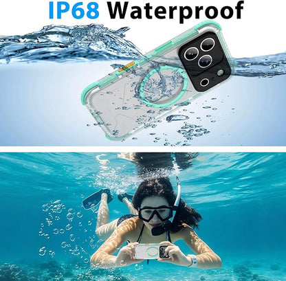 Waterproof Phone Case Compatible with iPhone 17 Pro Max, IP68 Waterproof Shockproof Dust-Proof Phone Case with Built in Screen Protector, Full Body Protective Case