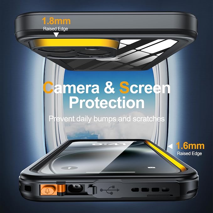 for iPhone 16 Pro Max Case Waterproof, Built-in Privacy Screen & HD Screen Double Front Frame [IP68 Underwater] Shockproof Dustproof Full Body Protection iPhone 16 Pro Max Phone Case