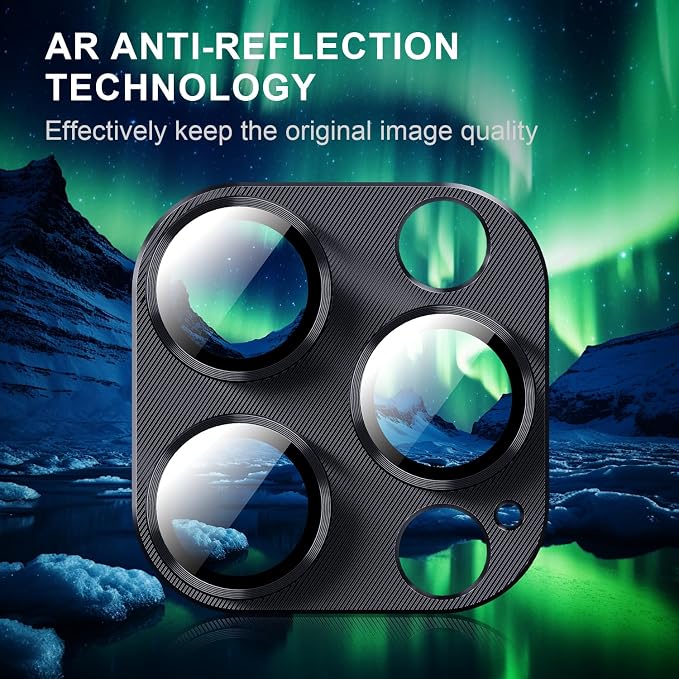 AFARER 2Pcs Camera Lens Protector for iPhone 16 Pro Max & for iPhone 16 Pro, Aluminum Alloy Tempered Glass Lens Cover,Silver