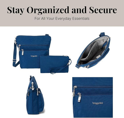Baggallini Pocket Crossbody Bags for Women 8x8 Small Lightweight Durable Water-resistant Travel Purse W/Rfid