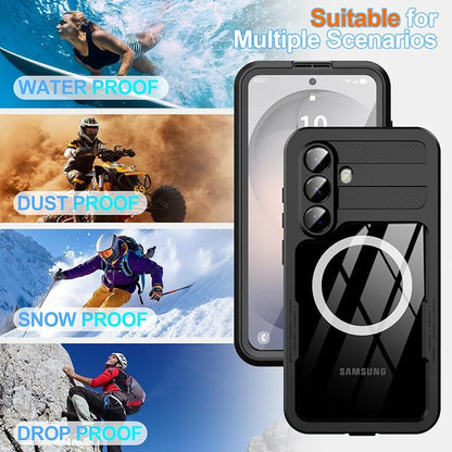 GOLDJU for Samsung Galaxy S26 Case Waterproof, Galaxy S26 Case with Built-in Screen & Lens Protector, Shockproof Full Body Protection Phone Case, Compatible with MagSafe/Wireless Charging, Black