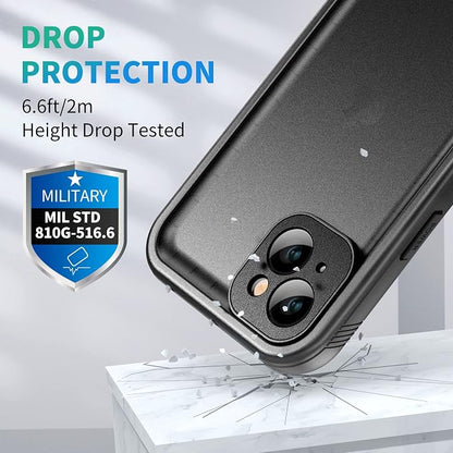 SPORTLINK for iPhone 14 Plus Waterproof Shockproof Case - Full Body Heavy Duty Underwater Dustproof Rugged 360 Protective Military Grade 6.7 Inch with Camera/Screen Protector (Black)
