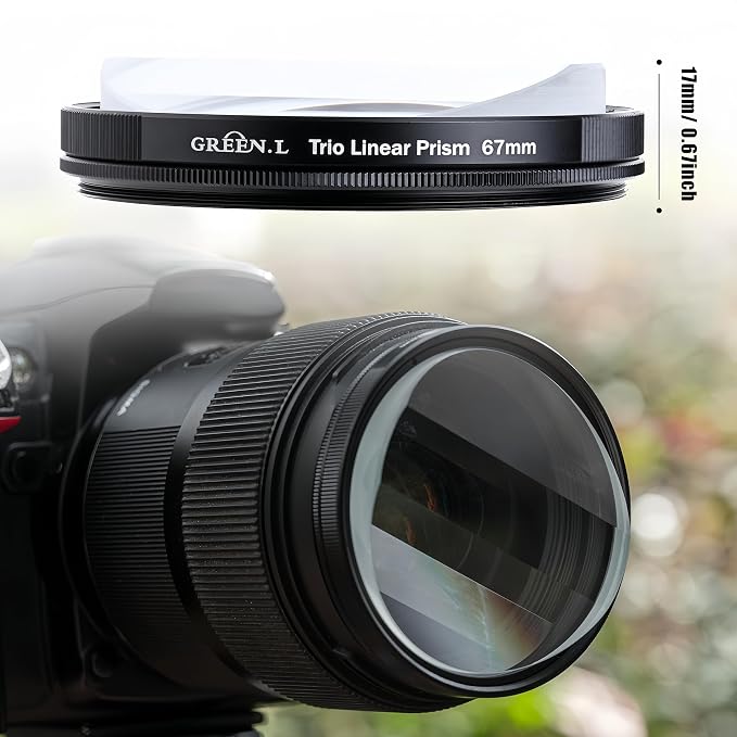 GREEN.L 77mm Motion Blur & Ghost Effect Filter — 360° Rotatable Bilateral Prism for Creative Photos & Videos, Premium Optical Glass with Case & Cloth