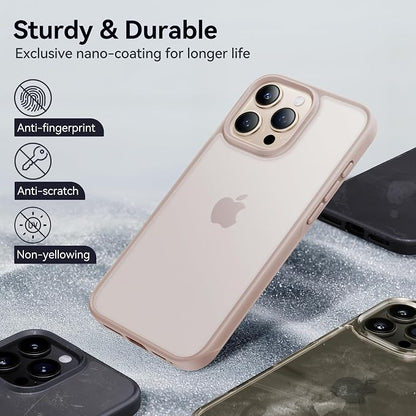 CASEKOO for iPhone 16 Pro Case, [Never Yellow Technology] [Mil-Grade Drop Protection] Translucent Slim Cover Women Men for iPhone 16 Pro Case Phone Case 6.1 inch, Rose Gold