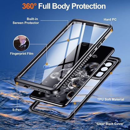 Hualele Waterproof Galaxy S20 Ultra Case, Built in Lens & Screen Protector Rugged Full Body Heavy Duty Protective Shockproof IP68 Underwater Cover for Samsung Galaxy S20 Ultra Black