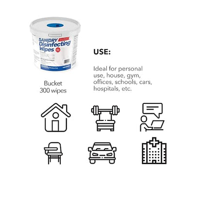 Rosmar SaniDry Disinfecting Wipes, 300 Count, EPA Approved, Unscented, White, Nonabrasive, Multi-Surface Cleaning Wipes, for Use in Health Facilities, Schools, Industrial, Household