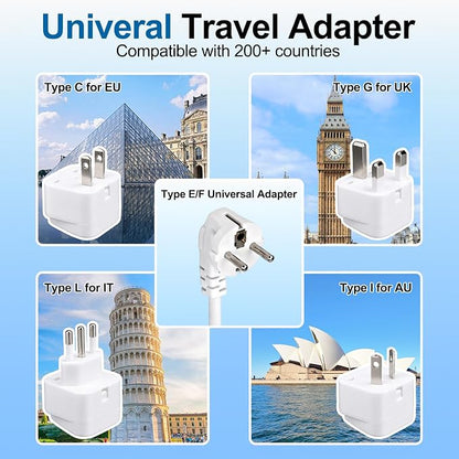 220v to 110v Travel Voltage Converter: International Universal Voltage Converter US to Europe Power Strip Plug Transformer - 2000W Electric Hair Dryer Step Down Outlet Converters for European UK EU