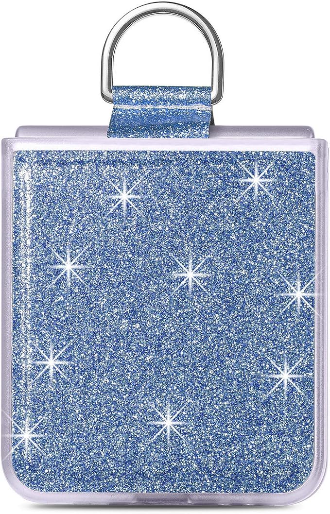 Bling Glitter Case for Samsung Galaxy Z Flip 6 with Ring Holder,Women Girls Cute Phone Case Non Slip Ultra Slim TPU Bumper Shockproof Protective Case for Galaxy Z Flip 6 5G 2024,Blue