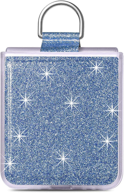 Bling Glitter Case for Samsung Galaxy Z Flip 6 with Ring Holder,Women Girls Cute Phone Case Non Slip Ultra Slim TPU Bumper Shockproof Protective Case for Galaxy Z Flip 6 5G 2024,Blue