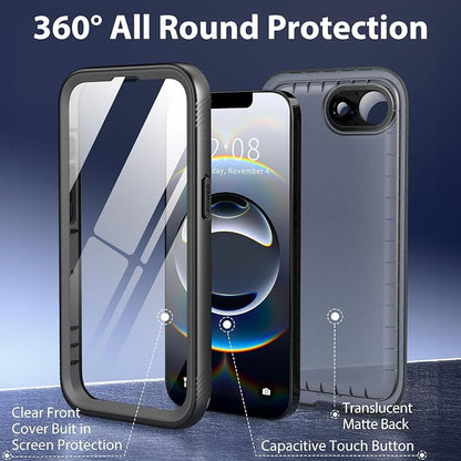 SPORTLINK for iPhone 16e/17e Waterproof Phone Case - Built in Screen & Camera Lens Protector,6.6FT Military Dropproof/Shockproof/Dustproof/IP68 Underwater for iPhone 16e/17e (6.1 inch) SE4 Black