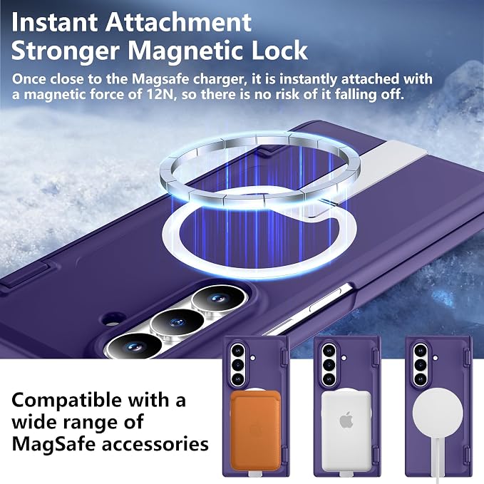 For Samsung Galaxy Z Fold 8 Ultra Case with Kickstand & Screen Protector | MagSafe-Compatible,Military Grade Drop Tested Non-Slip Slim Shockproof Case for Samsung Z Fold 8 Ultra-Roland Purple
