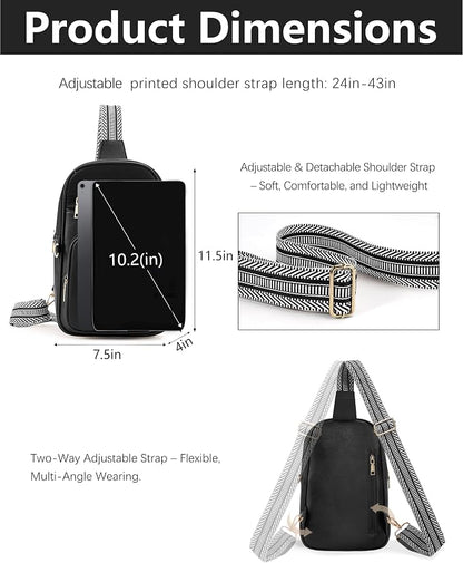 Anti Theft Crossbody Bags for Women,RFID Sling Bag Travel Purse,Vegan Leather Cross Body Purses Chest Bag for Travel(Pure Black) | Multi-Pocket, Structured bag, Any Occasion
