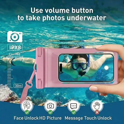 Waterproof Phone Pouch,with Inside Card Bag, Large Waterproof Case for iPhone 17 16 15 14 Pro Max,IPX8 Certified and Lightweigt Cellphone Dry Bag Beach Cruise Ship Essentials, 1 Pack-Pink-8.3″