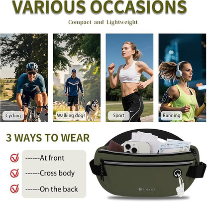 Slim Running Belt for Women Men Runners Fanny Packs With Phone Holder Hidden Pockets Exercise Waist Bag for Marathon Workout