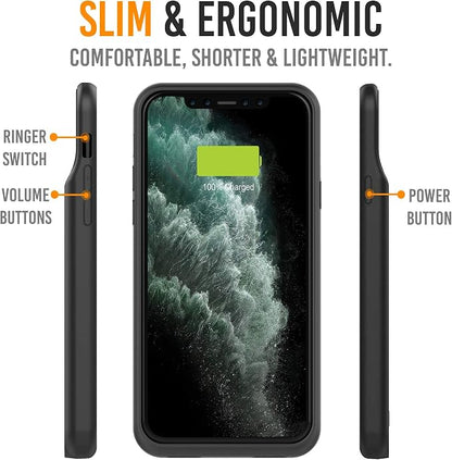 Alpatronix Battery Case for iPhone 12 Pro Max / 13 Pro Max, Slim Portable Protective Extended Charger Cover with Wireless Charging, Lightning Input, Apple Pay, CarPlay - BX12Pro Max - Matte Black