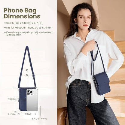 befen Genuine Leather Small Crossbody Bags for Women, Cell Phone Cross body Purse Bag with RFID Blocking Card Slots