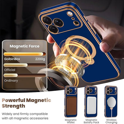 GolbinBox for iPhone 17 Pro Case with 360° Spin Magnetic Stand,[Compatible with Magsafe] [Military Protection][Built-in Ring Holder] Camera Control Phone Case for 17 Pro,Blue