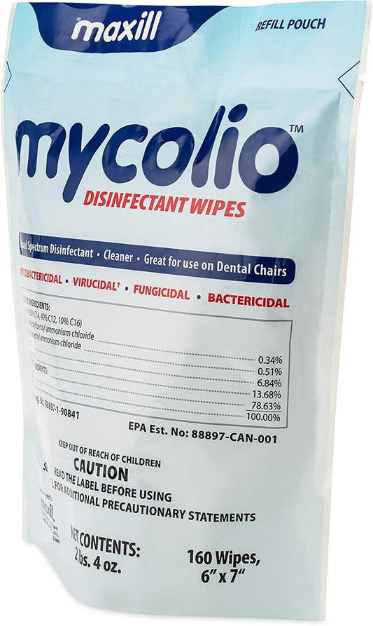 Mycolio Hospital Grade Disinfectant Wipes - 160 Wipes - 6" x 7"