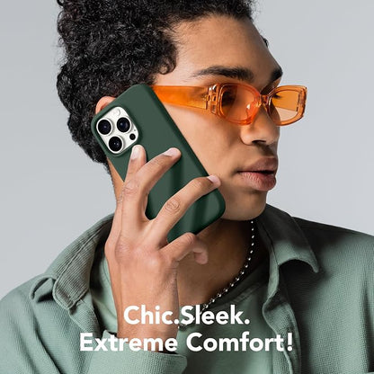 GONEZ Magnetic for iPhone 15 Pro Case, Compatible with MagSafe, [Screen Protector + Camera Lens Protector], Silicone Shockproof Anti-Scratch Protective Phone Case 6.1 inch, Dark Green